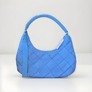 Jason Wu Women Nylon Woven Hobo Shoulder Bag Vista Blue Summer Half Moon NWT